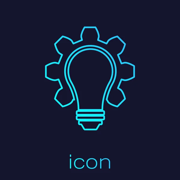 Tyrkysová žárovka a ikona řadící čáry izolované na modrém pozadí. Inovační koncepce. Obchodní myšlenka. Vektorová ilustrace — Stockový vektor