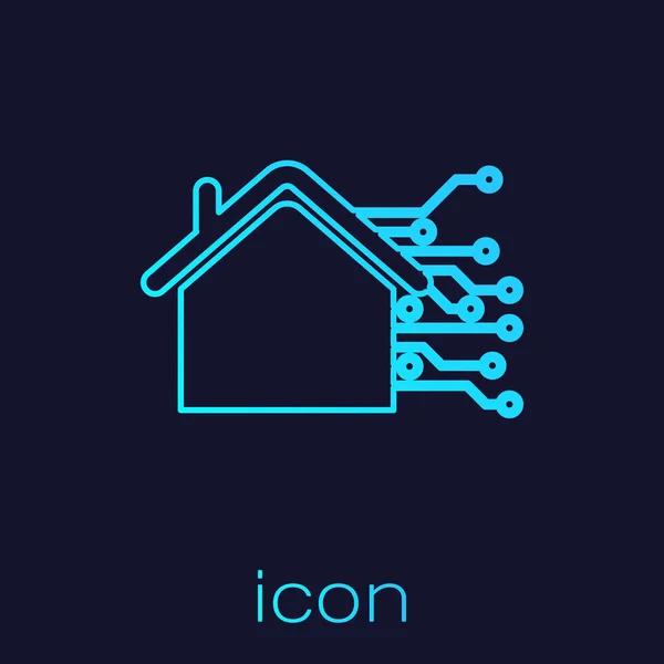Turquoise Smart home line icon isolated on blue background. Remote control. Vector Illustration — Stock Vector