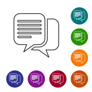 Beyaz arka planda yalıtılmış Gri Sohbet satırı simgesi. Konuşma kabarcıkları sembolü. Vektör İllüstrasyonu