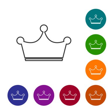 Gri Crown çizgi simgesi beyaz arka planda yalıtılmış. Vektör İllüstrasyonu