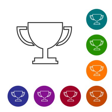 Gri Trophy fincan çizgi simgesi beyaz arka plan üzerinde izole. Ödül sembolü. Şampiyon kupa simgesi. Vektör İllüstrasyonu