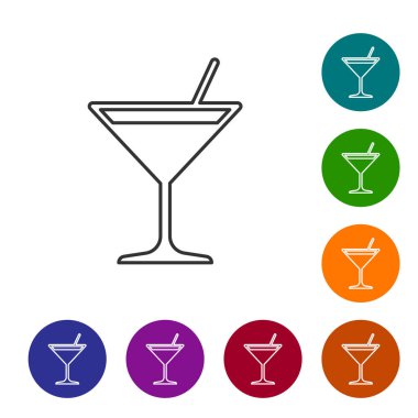 Gri Martini cam çizgi simgesi beyaz arka plan üzerinde izole. Kokteyl simgesi. Şarap bardağı simgesi. Vektör İllüstrasyonu