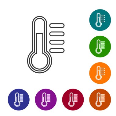 Gri Termometre çizgi simgesi beyaz arka plan üzerinde yalıtılmış. Vektör İllüstrasyonu