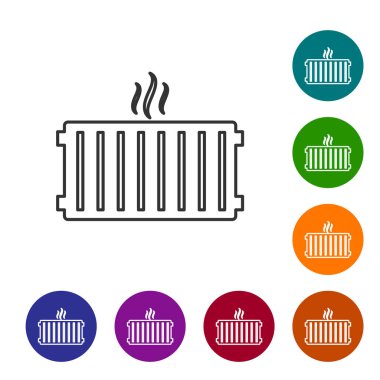 Gri Isıtma radyatör çizgi simgesi beyaz arka plan üzerinde izole. Vektör İllüstrasyonu