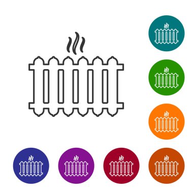 Gri Isıtma radyatör çizgi simgesi beyaz arka plan üzerinde izole. Vektör İllüstrasyonu