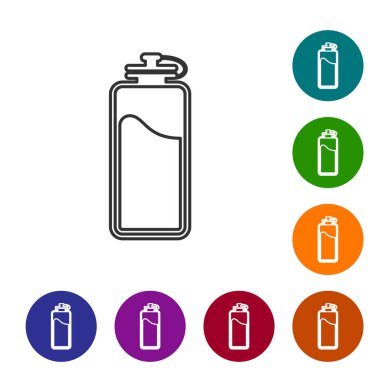 Beyaz arka plan üzerinde izole su hattı simgesi ile Gri Spor şişe. Vektör İllüstrasyonu