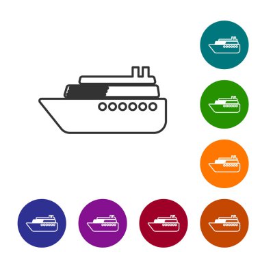 Gri Gemi çizgi simgesi beyaz arka planda yalıtılmış. Vektör İllüstrasyonu