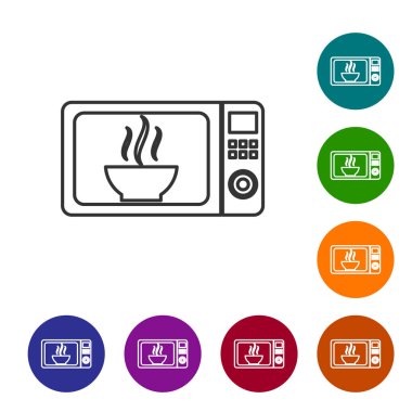 Gri Mikrodalga fırın çizgi simgesi beyaz arka plan üzerinde izole. Ev aletleri simgesi. Vektör İllüstrasyonu