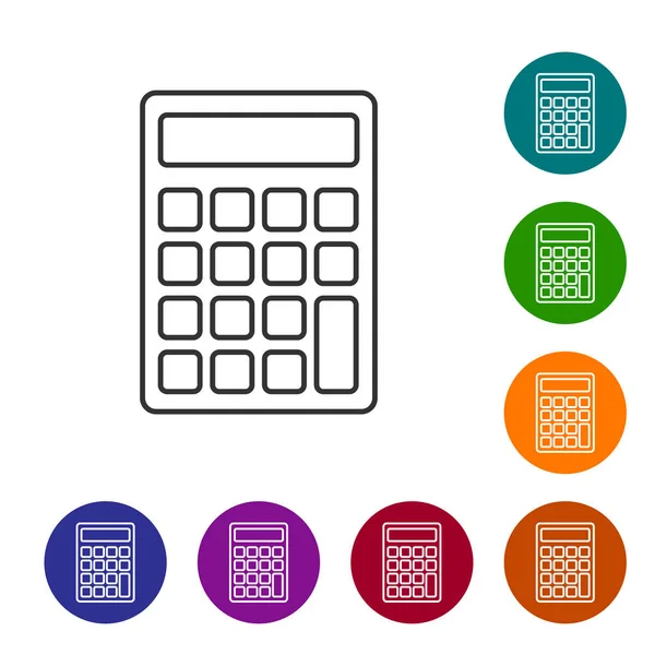 Grey Calculator line icon isolated on white background. Accounting symbol. Business calculations mathematics education and finance. Vector Illustration — Stock Vector