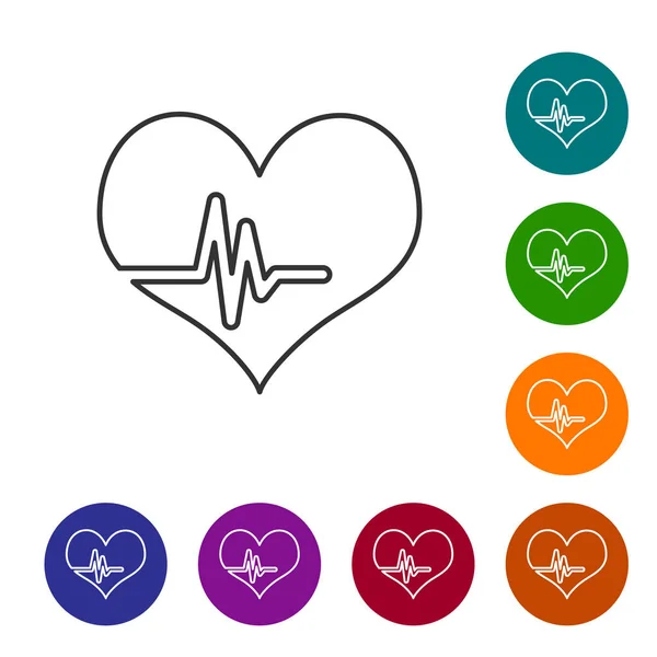 Icône de ligne de fréquence cardiaque gris isolé sur fond blanc. Signe de battement de coeur. Icône pouls cardiaque. Icône de cardiogramme. Illustration vectorielle — Image vectorielle