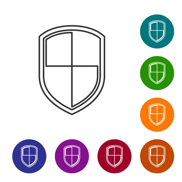 Icono de la línea Grey Shield aislado sobre fondo blanco. Señal de guardia. Ilustración vectorial — Vector de stock