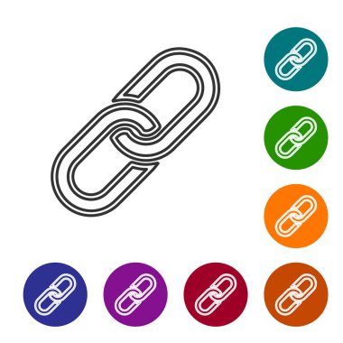 Gri Zincir bağlantı çizgisi simgesi beyaz arka planda yalıtılmış. Bağlantı tek. Vektör İllüstrasyonu