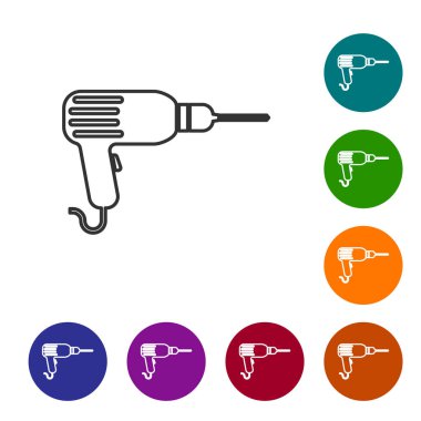 Gri Matkap makine hattı simgesi beyaz arka plan üzerinde izole. Vektör İllüstrasyonu