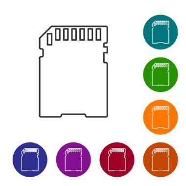 Gri Sd kart satır simgesi beyaz arka plan üzerinde yalıtılmış. Hafıza kartı. Bağdaştırıcı simgesi. Vektör İllüstrasyonu