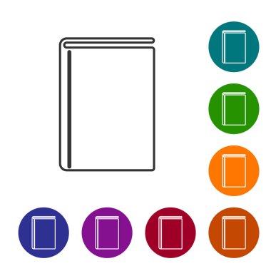 Gri Kitap satır simgesi beyaz arka planda yalıtılmış. Vektör İllüstrasyonu