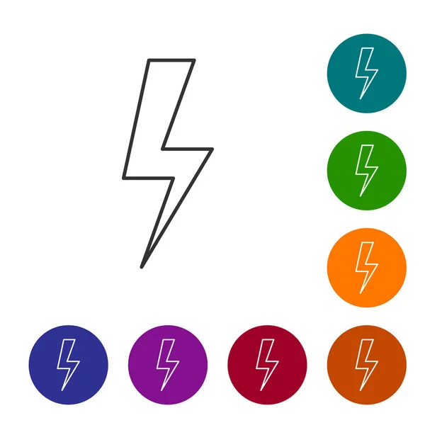 Graue Blitzlinie Icon isoliert auf weißem Hintergrund. Blitz-Symbol. Ladung Flash-Symbol. Donnerkeil. Lichtstreik. Vektorillustration — Stockvektor