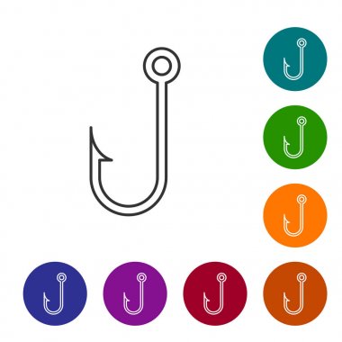 Gri Olta kancası çizgi simgesi beyaz arka planda yalıtılmış. Vektör İllüstrasyonu