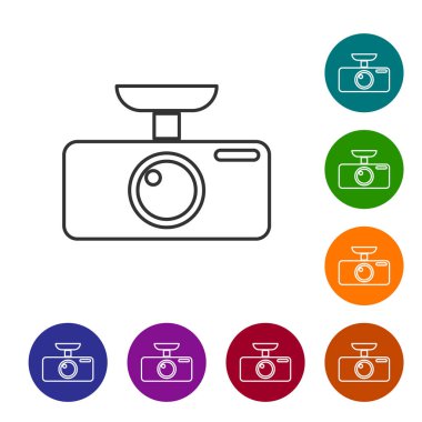Gri Car Dvr çizgi simgesi beyaz arka plan üzerinde izole. Araba dijital video kaydedici simgesi. Vektör İllüstrasyonu