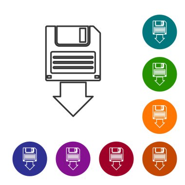 Gri Disket yedekleme çizgisi simgesi beyaz arka planda yalıtılmış. Disket işareti. Vektör İllüstrasyonu