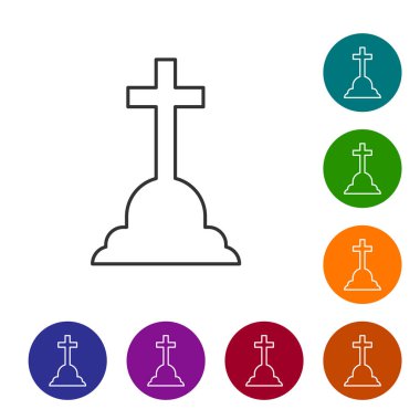 Beyaz arka planda izole edilmiş çapraz çizgi simgesine sahip gri Tombstone taşı. Mezar simgesi. Vektör İllüstrasyonu