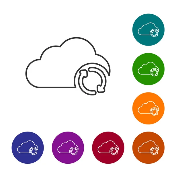 Icono de línea de actualización de sincronización de Grey Cloud aislado sobre fondo blanco. Nube y flechas. Ilustración vectorial — Vector de stock