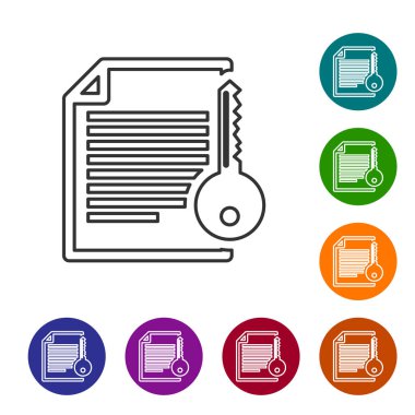 Beyaz arka planda Gri Akıllı sözleşme satırı simgesi. Blockchain teknolojisi, kripto para madenciliği, bitcoin, altcoins, dijital para piyasası. Simgeyi renk çemberi düğmelerinde ayarlayın. Vektör İllüstrasyonu