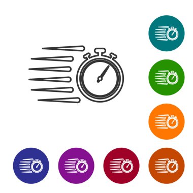Beyaz arka planda gri Kronwatch satır simgesi. Zaman layıcı işareti. Kronometre işareti. Simgeyi renk çemberi düğmelerinde ayarlayın. Vektör İllüstrasyonu