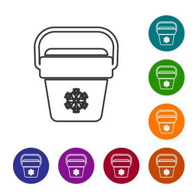 Beyaz arka plan üzerinde Gri Soğutucu çanta çizgi simgesi. Taşınabilir dondurucu torbası. El buzdolabı. Simgeyi renk çemberi düğmelerinde ayarlayın. Vektör İllüstrasyonu