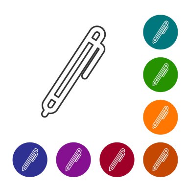 Beyaz arka planda yalıtılmış gri Kalem çizgi simgesi. Simgeyi renk çemberi düğmelerinde ayarlayın. Vektör İllüstrasyonu