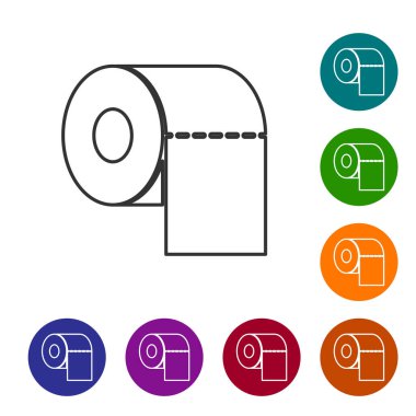 Gri Tuvalet kağıdı rulo çizgi simgesi beyaz arka plan üzerinde izole. Simgeyi renk çemberi düğmelerinde ayarlayın. Vektör İllüstrasyonu