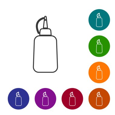 Gri Hardal şişe satır simgesi beyaz arka plan üzerinde izole. Simgeyi renk çemberi düğmelerinde ayarlayın. Vektör İllüstrasyonu