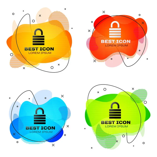 Icono de Black Lock aislado. Señal de candado. Seguridad, seguridad, protección, concepto de privacidad. Conjunto de formas geométricas abstractas de color líquido. Ilustración vectorial — Vector de stock