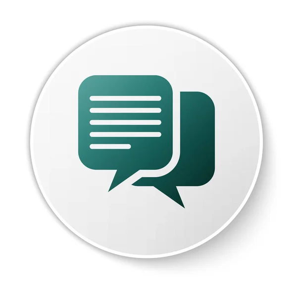 Groene Chat icoon geïsoleerd op witte achtergrond. Tekstballonnen symbool. Groene cirkel knop. Vector illustratie — Stockvector