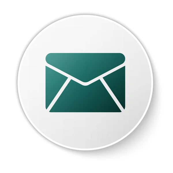 Зелена конверт значок ізольований на білому фоні. Символ листа повідомлення електронної пошти. Кнопка "зелене коло". Векторна ілюстрація — стоковий вектор
