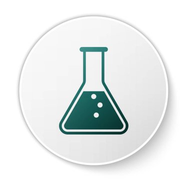 Yeşil Test tüpü ve mavar - kimyasal laboratuvar test simgesi beyaz arka plan üzerinde izole. Yeşil daire düğmesi. Vektör İllüstrasyonu