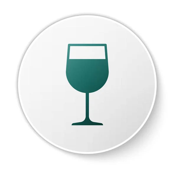Ikona zeleného vína z bílého skla izolovaná na bílém pozadí. Ikona programu Wineglass. Symbol Goblet. Značka skleněné keramiky. Tlačítko zeleného kruhu. Vektorová ilustrace — Stockový vektor