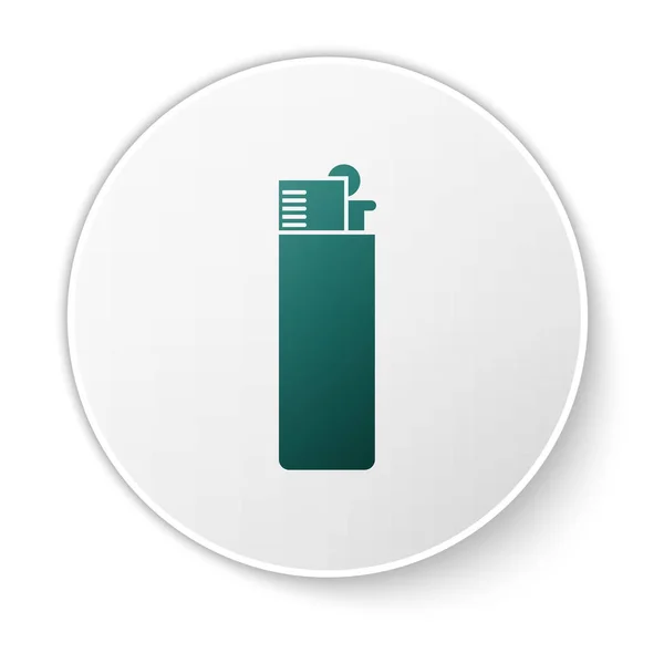 Green Lighter icon isolated on white background. Green circle button. Vector Illustration — Stock Vector