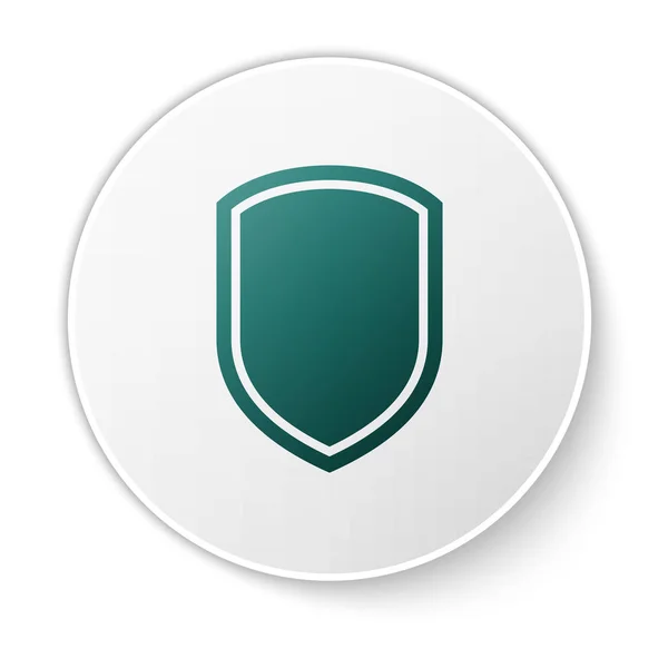 Ícone de escudo verde isolado no fundo branco. Sinal de guarda. Botão de círculo verde. Ilustração vetorial — Vetor de Stock