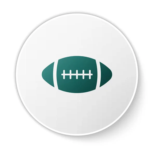 Groene American Football Ball pictogram geïsoleerd op witte achtergrond. Groene cirkel knop. Vector illustratie — Stockvector