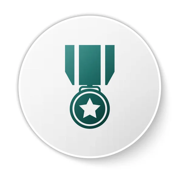 Medalla Verde con icono de estrella aislado sobre fondo blanco. Signo de logro del ganador. Medalla de premio. Botón círculo verde. Ilustración vectorial — Archivo Imágenes Vectoriales