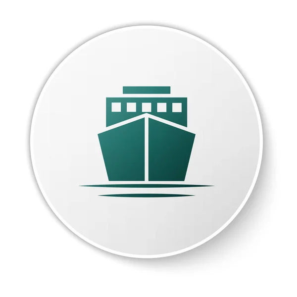 Green Ship icon isolated on white background. Green circle button. Vector Illustration — Stock Vector