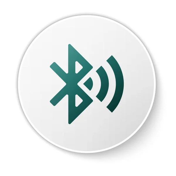 Zielona ikona Bluetooth podłączona na białym tle. Przycisk zielony okrąg. Ilustracja wektorowa — Wektor stockowy