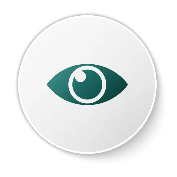 Icono Ojo Verde aislado sobre fondo blanco. Botón círculo verde. Ilustración vectorial — Archivo Imágenes Vectoriales