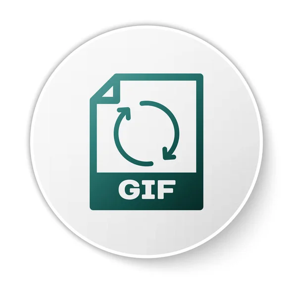 Green GIF file document icon. Download gif button icon isolated on white background. GIF file symbol. White circle button. Vector Illustration