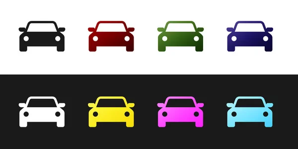 Setzen Auto-Symbol isoliert auf schwarz-weißem Hintergrund. Vektorillustration — Stockvektor