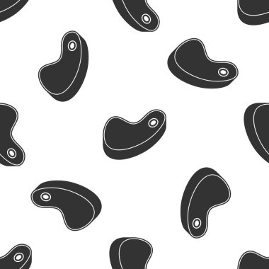 Gri Biftek et simgesi beyaz arka plan üzerinde dikişsiz desen izole. Vektör İllüstrasyonu