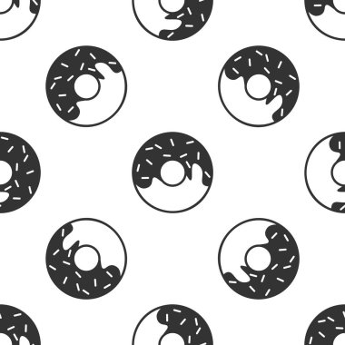 Beyaz arka plan üzerinde tatlı sır simgesi izole dikişsiz desen ile Gri Donut. Vektör İllüstrasyonu