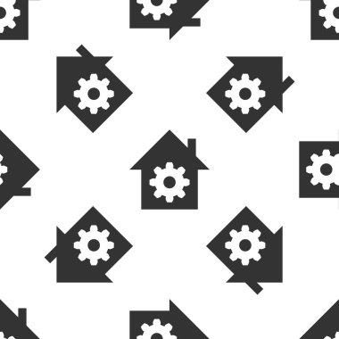 Gri Akıllı ev ayarları simgesi beyaz arka planda kesintisiz desen yalıtılmış. Uzaktan kumanda. Vektör İllüstrasyonu