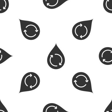 Gri Geri Dönüşüm temiz aqua simgesi beyaz arka plan üzerinde izole dikişsiz desen. İşaret geri dönüşüm ile su damlası. Vektör İllüstrasyonu