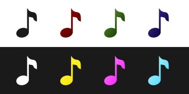 Müzik notası ve ton simgesi siyah ve beyaz arkaplanda izole edildi. Vektör İllüstrasyonu